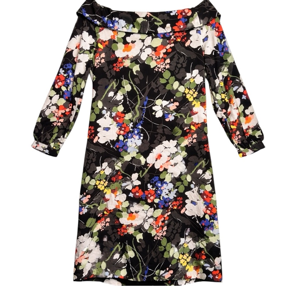 Banana Republic Black Floral Off Shoulder Dress Women’s Medium Tall NWT - Picture 3 of 8